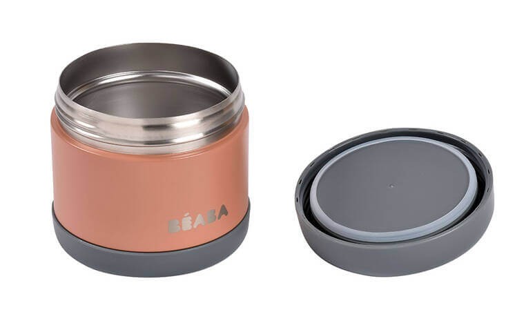 Duży pojemnik - termos obiadowy ze stali nierdzewnej 500 ml - mineral grey, teracotta / Beaba