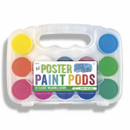 Farby plakatowe, zmywalne, Lil'Paint, 12 kolorów + pędzelek / Ooly