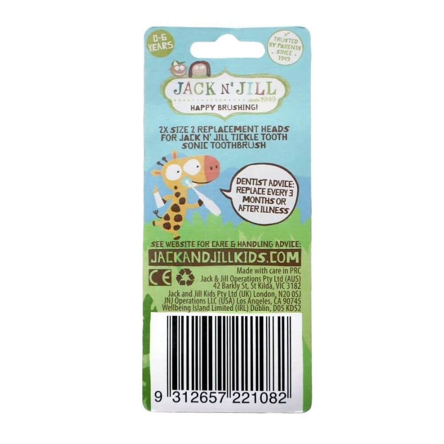 Wymienne główki do szczoteczki sonicznej 0-6 lat, 2 szt. / Jack N' Jill