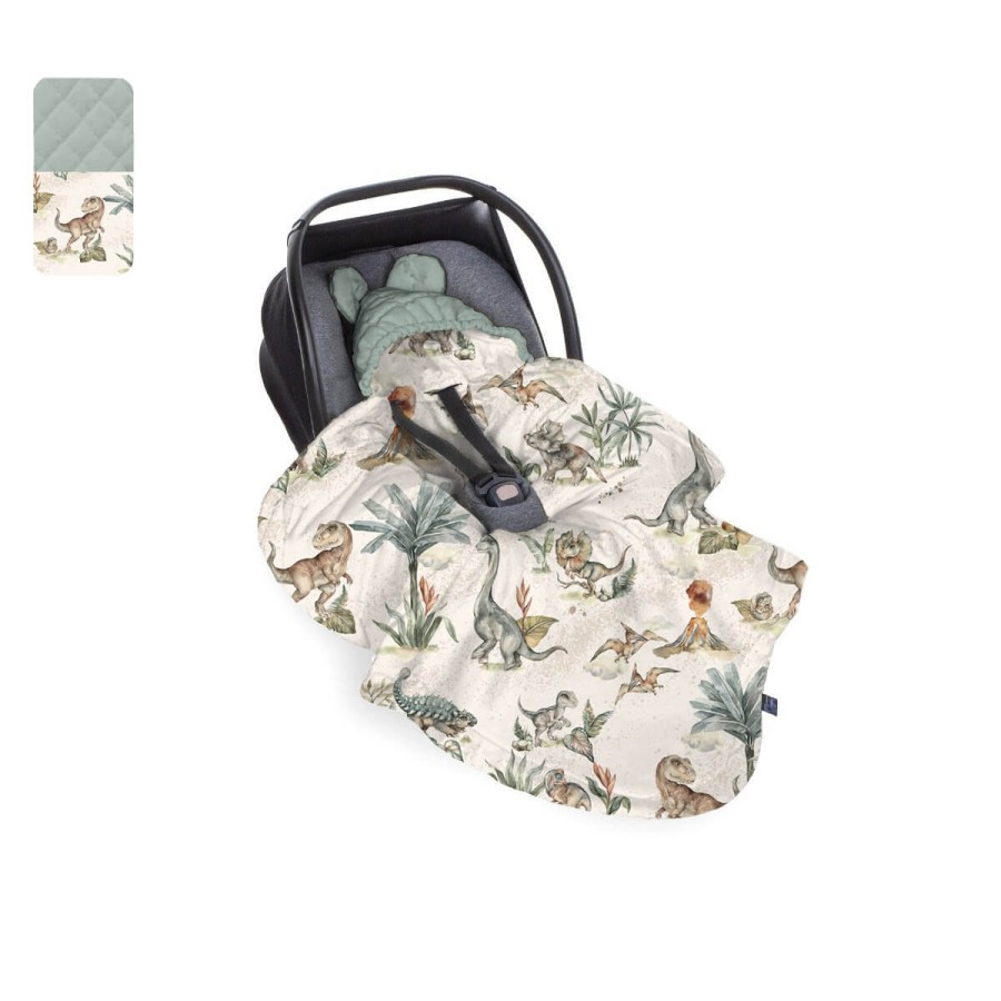 Kocyk do fotelika - World of dinosaurs - Sky grey / BabySteps