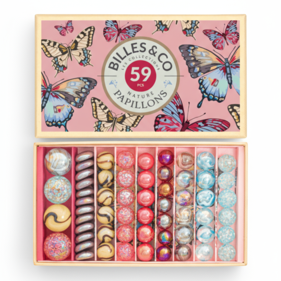 Szklane kulki RÓŻOWE MOTYLE / Billes & Co