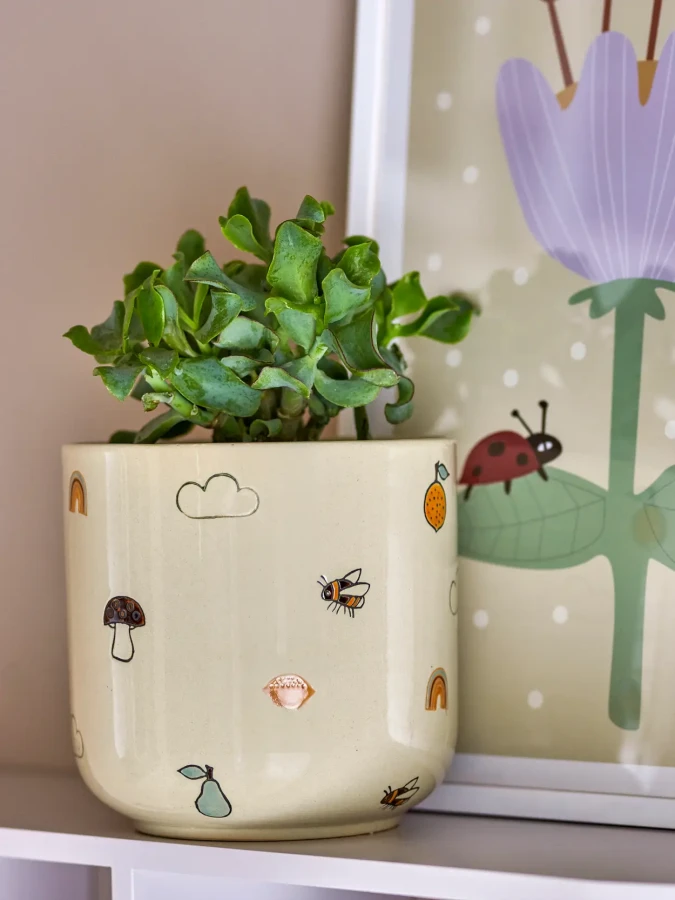 Kamionkowa doniczka Agnes, biała / Bloomingville Mini