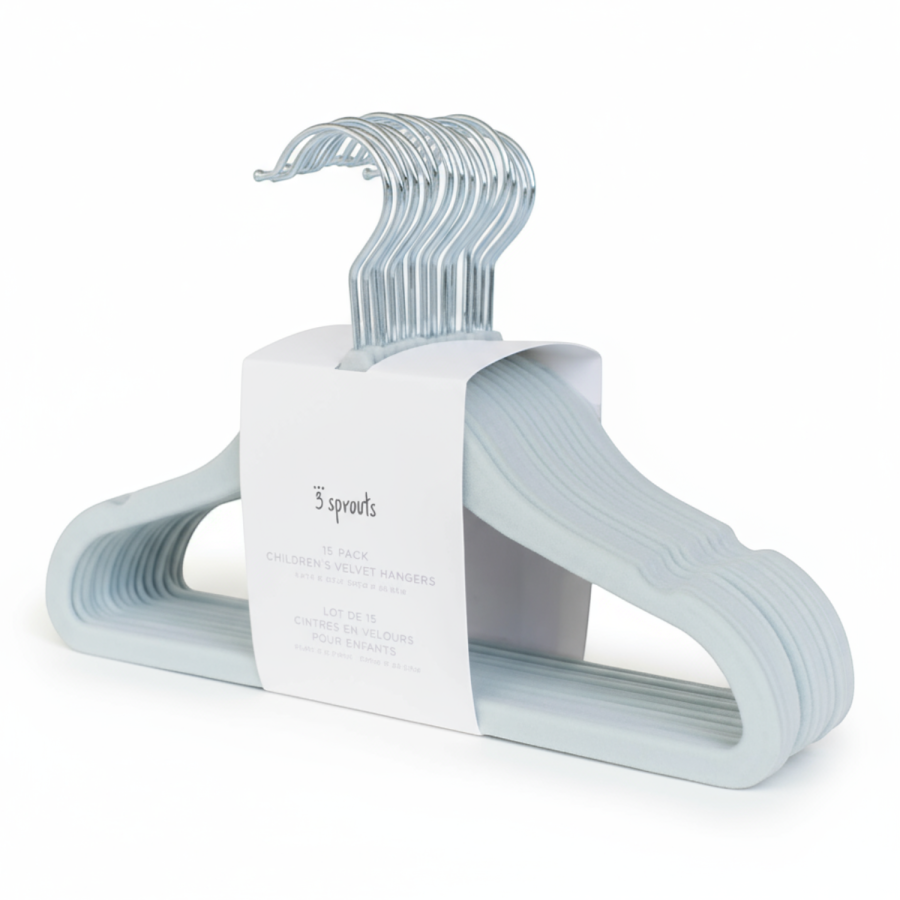 Wieszaki Welurowe dla Dzieci Blue 15 szt. / 3 Sprouts