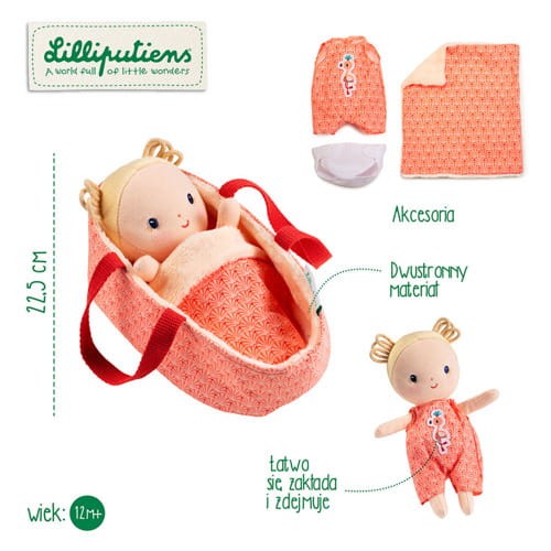 Lalka dzidziuś w koszyczku z ubrankiem i kocykiem Anais 12 m+ / Lilliputiens