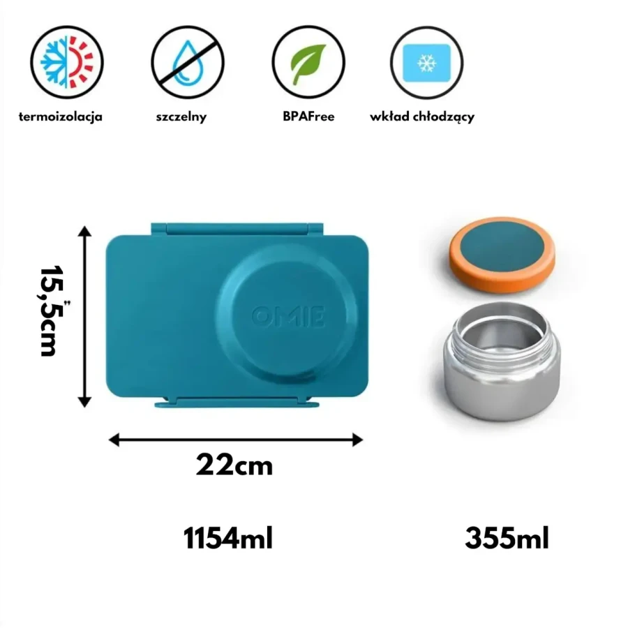 OMIEBOX UP lunch box z termosem, Teal green / OMIE