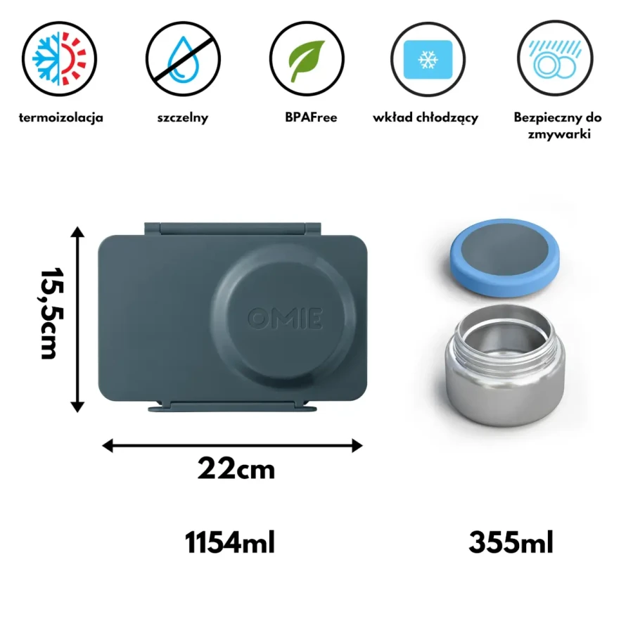 OMIEBOX UP lunch box z termosem, Graphite / OMIE