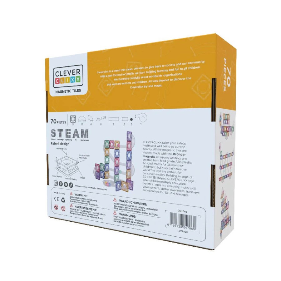 Klocki magnetyczne Ball Run Creative Pack Pastel - 70 el. / Cleverclixx