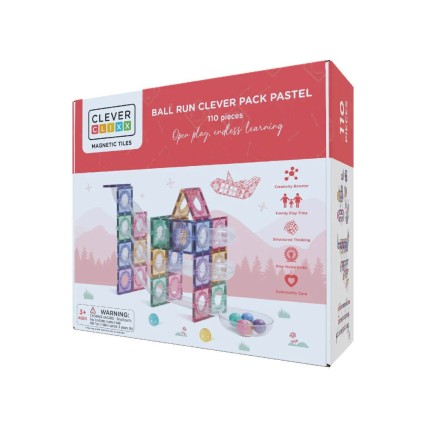 Klocki magnetyczne Ball Run Creative Pack Pastel - 110 el. / Cleverclixx