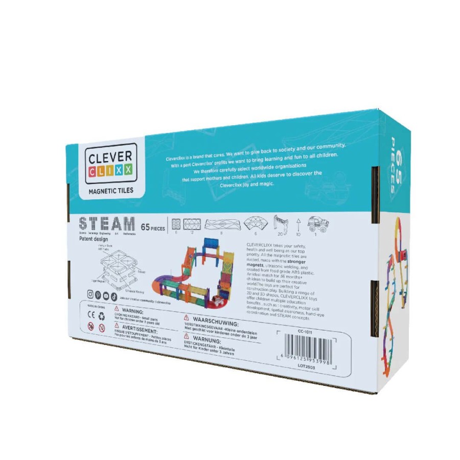 Klocki magnetyczne Race Track Intense - 65 el. / Cleverclixx