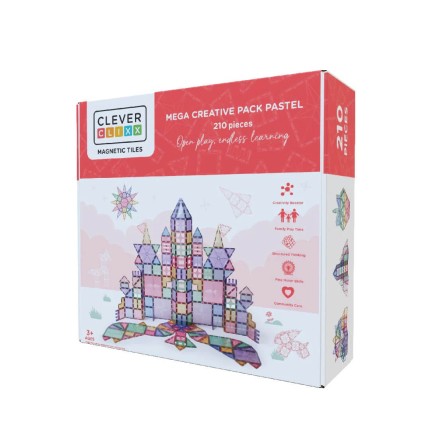 Klocki magnetyczne Mega Creative Pack Pastel - 210 el. / Cleverclixx