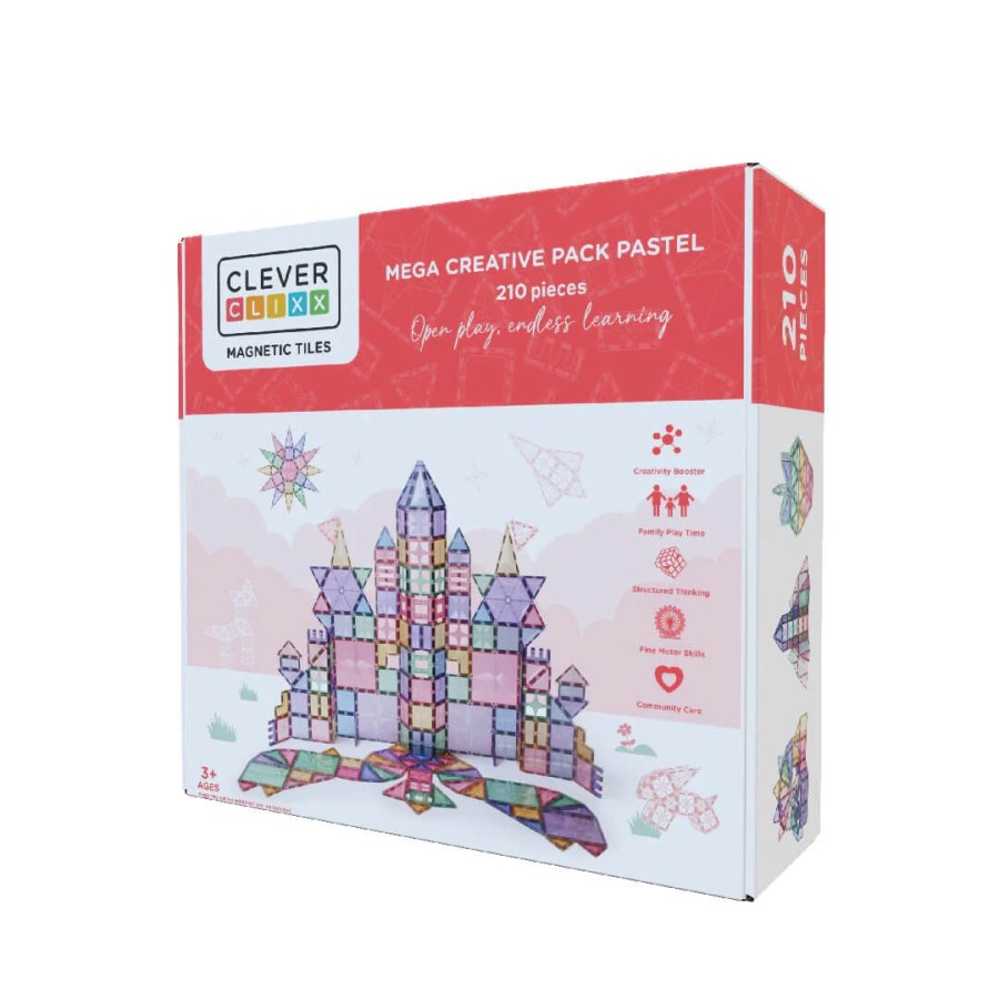 Klocki magnetyczne Mega Creative Pack Pastel - 210 el. / Cleverclixx