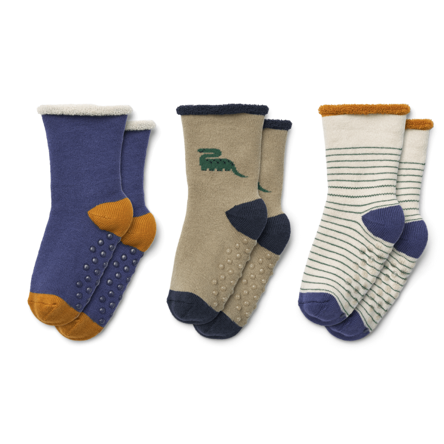 Zestaw dziecięcych skarpetek, 3-pack - dino, mist mix / Liewood