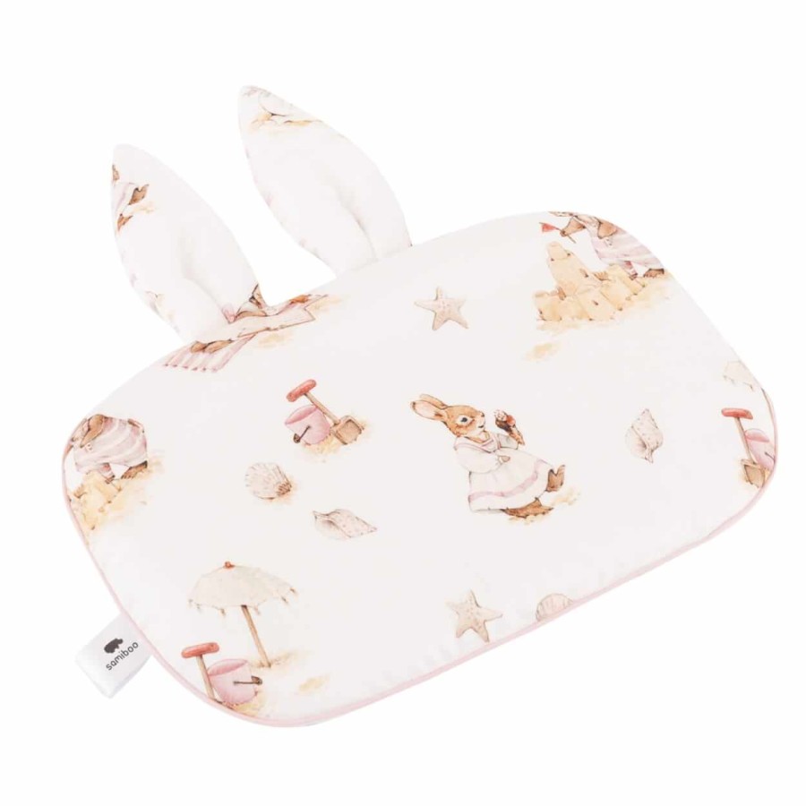 Płaska bambusowa poduszka z uszkami Saint-Tropez Pink 25x35cm / Samiboo