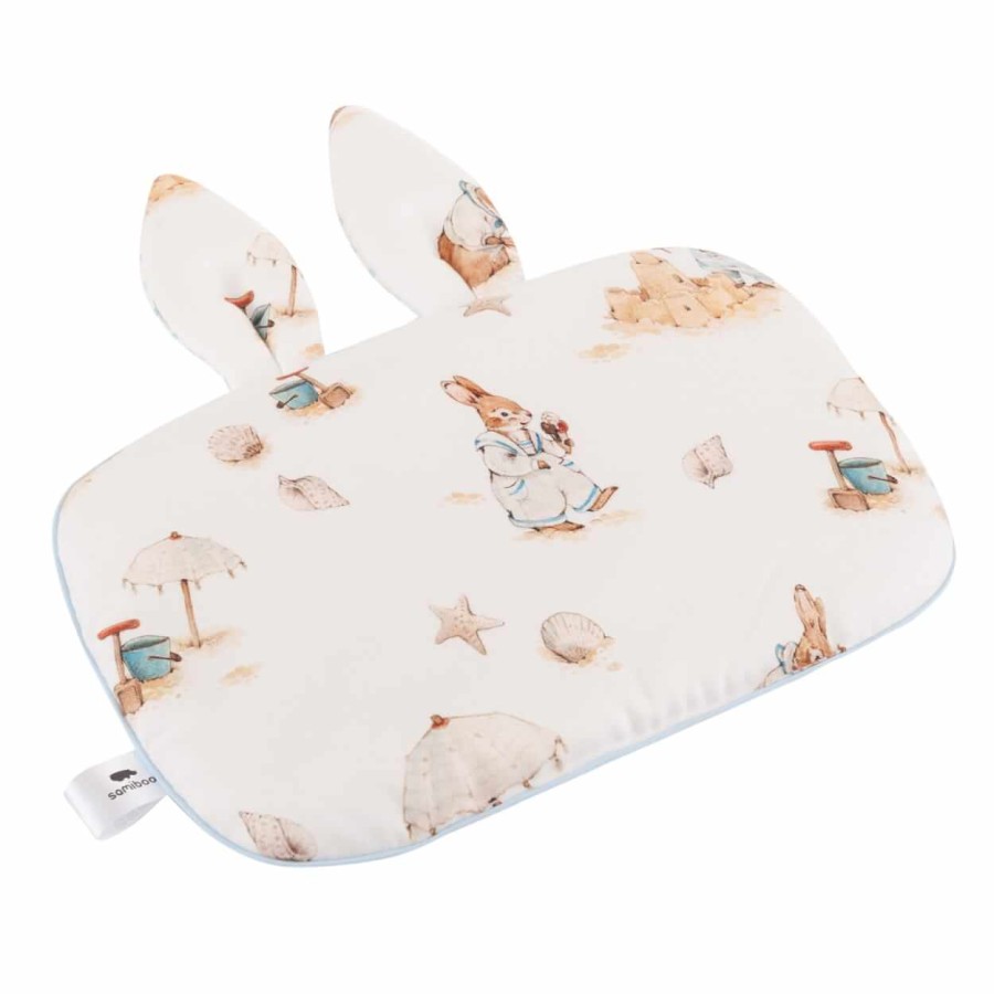 Płaska bambusowa poduszka z uszkami Saint-Tropez Blue 25x35cm / Samiboo