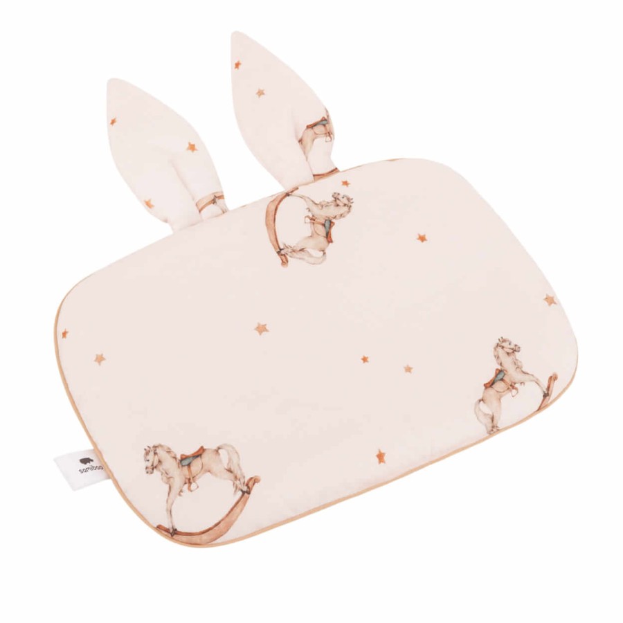 Płaska bambusowa poduszka z uszkami Rocking Horses 25x35cm / Samiboo