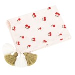 Otulacz lekki kocyk bambusowy cherries z frędzlami 120x100 cm / Samiboo