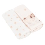 Zestaw pieluszek bambusowych o splocie muślinowym Owieczki 50x50 2 szt. / Samiboo