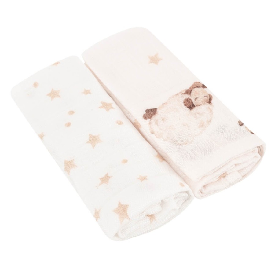 Zestaw pieluszek bambusowych o splocie muślinowym Owieczki 50x50 2 szt. / Samiboo