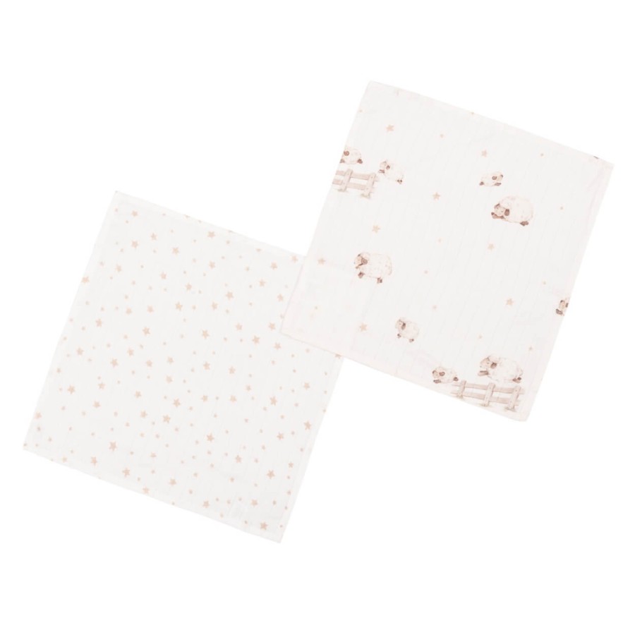 Zestaw pieluszek bambusowych o splocie muślinowym Owieczki 50x50 2 szt. / Samiboo