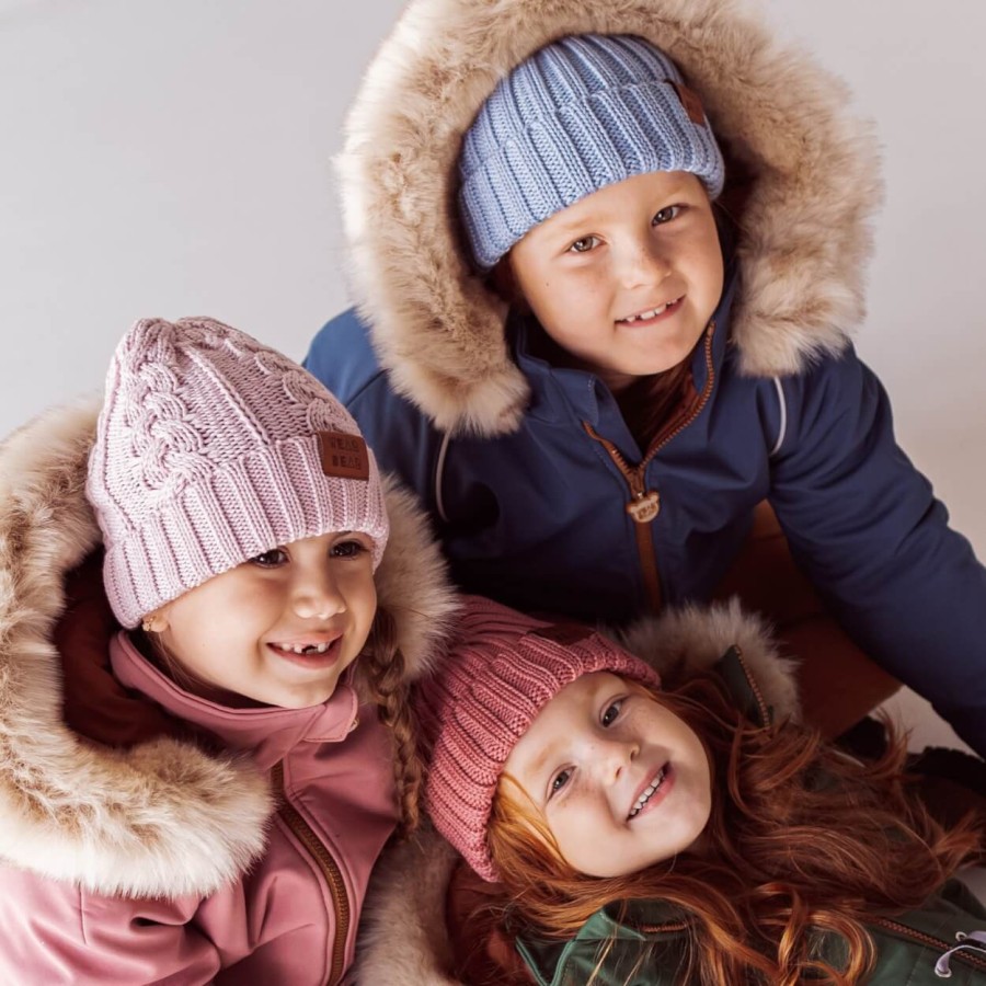 Zimowa czapka z wełny merino - light pink / Strojmisie