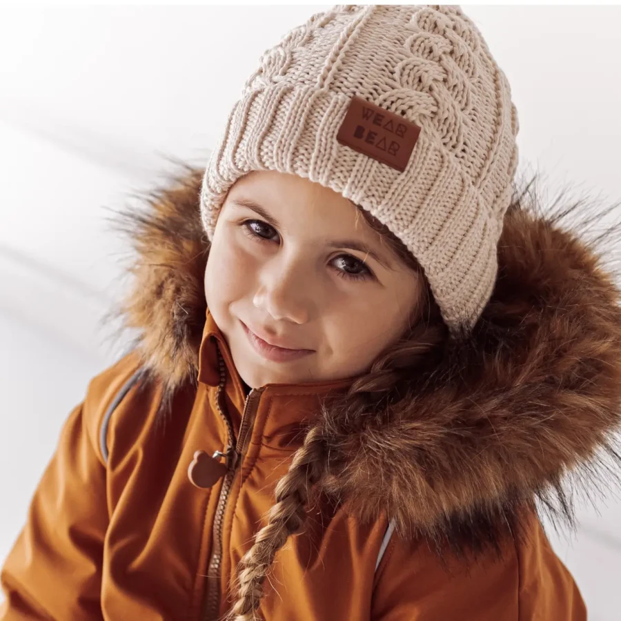 Zimowa czapka z wełny merino - light pink / Strojmisie