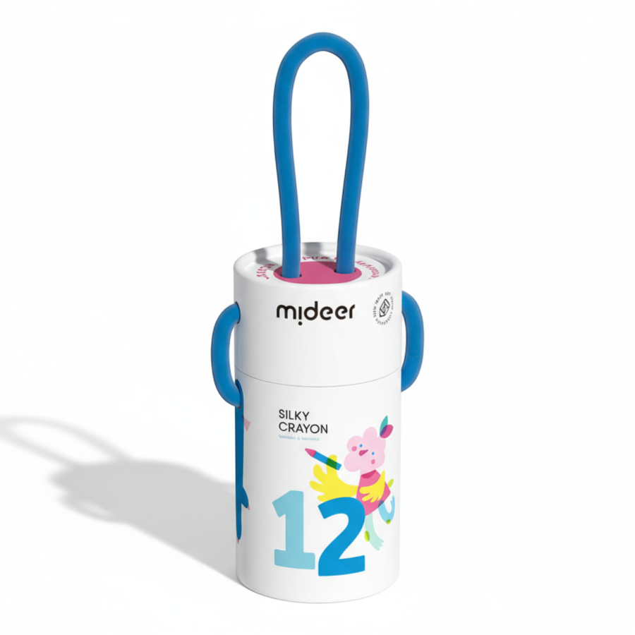 Wiaderko szybkoschnących, miękkich zmywalnych kredek (12 kolorów) / Mideer