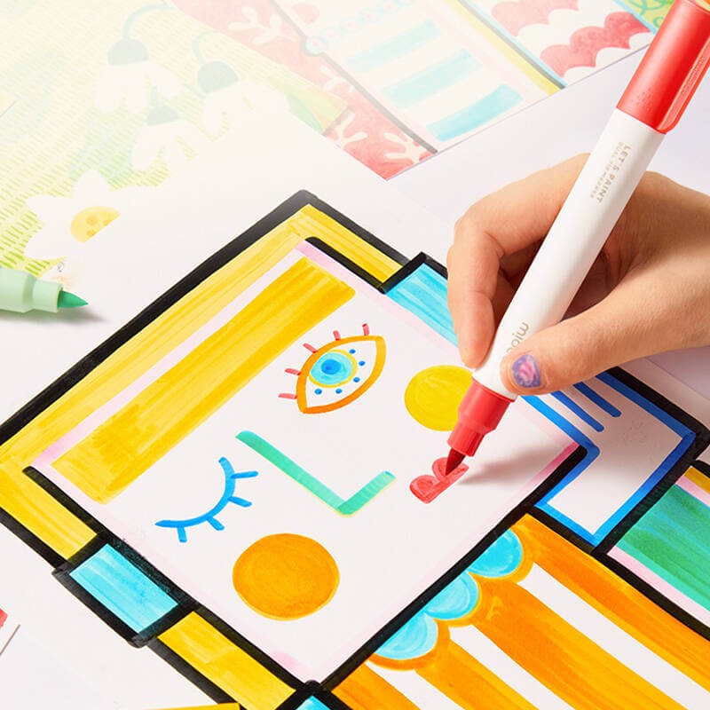 Półprzezroczyste markery z podwójną końcówką - 24 kolory / Mideer