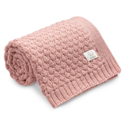 Koc dziany 100% merino wool BUBBLES jasny brudny róż / YOSOY