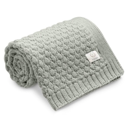 Koc dziany 100% merino wool BUBBLES szałwia / YOSOY