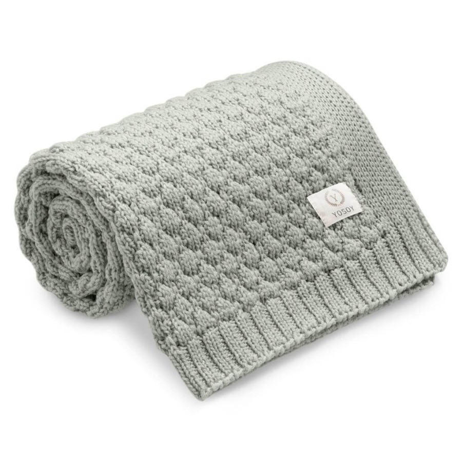 Koc dziany 100% merino wool BUBBLES szałwia / YOSOY
