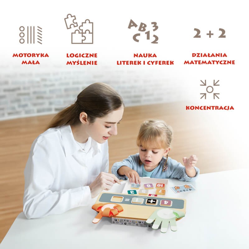 Drewniana zabawka edukacyjna Nauka liczenia na palcach, 3+ / TOPBRIGHT