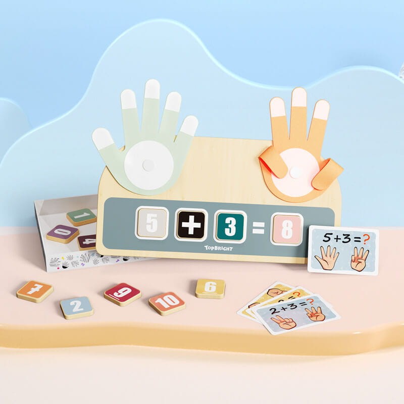 Drewniana zabawka edukacyjna Nauka liczenia na palcach, 3+ / TOPBRIGHT