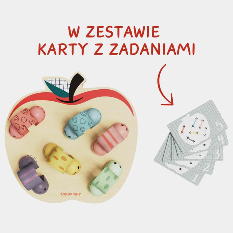 Zabawka edukacyjna dla dzieci Robaczki w jabłuszku, 18m+ / TOPBRIGHT