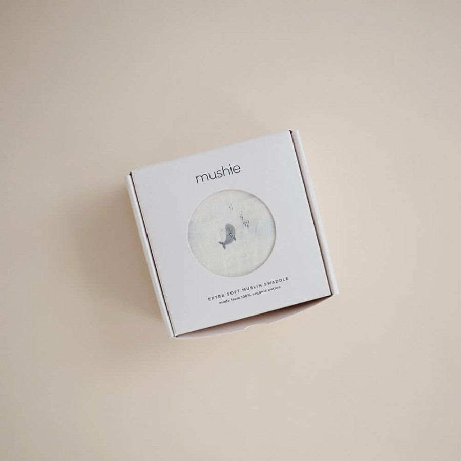 Otulacz z ogarnicznej bawełny - Whales / Mushie