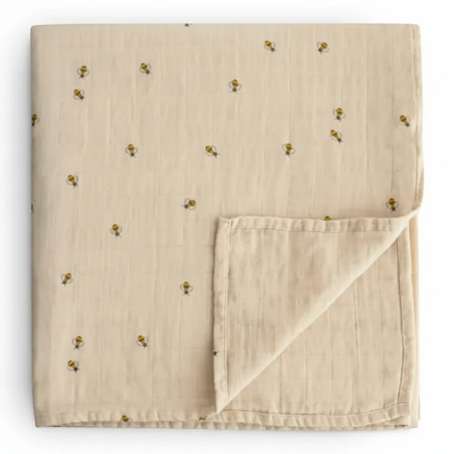 Otulacz z ogarnicznej bawełny - Bees / Mushie