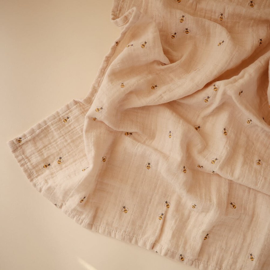 Otulacz z ogarnicznej bawełny - Bees / Mushie