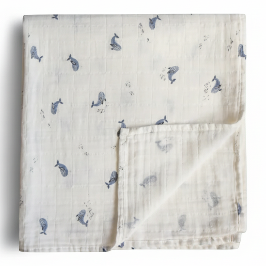 Otulacz z ogarnicznej bawełny - Whales / Mushie