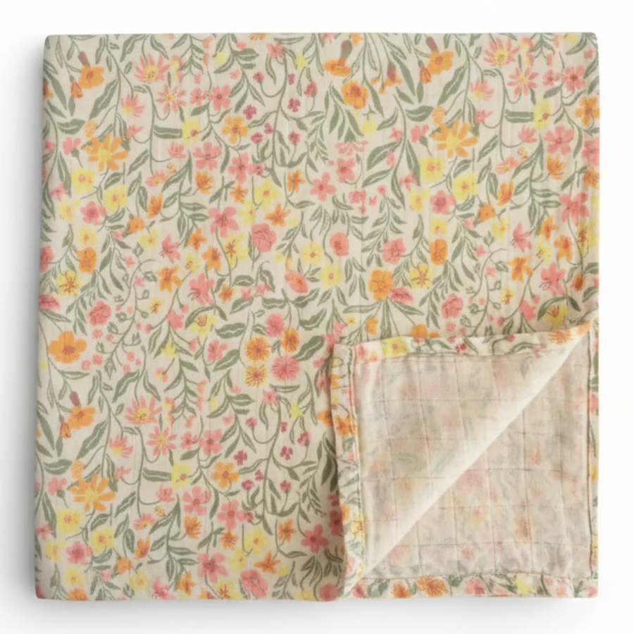 Otulacz z ogarnicznej bawełny - Pastel Blooms / Mushie
