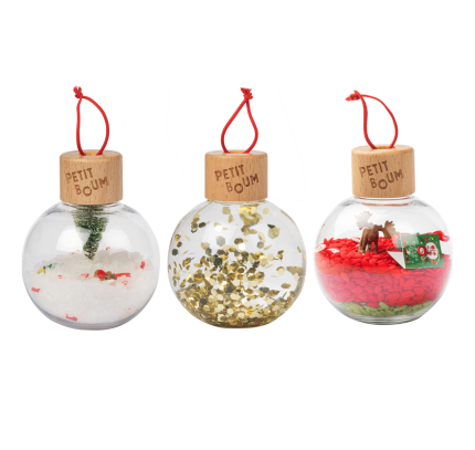Zestaw 3 bombek, kolekcja świąteczna / Petit Boum