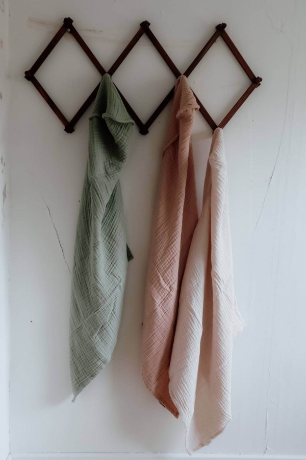 Muślinowy ręcznik z kapturkiem  - beżowy / Natruba