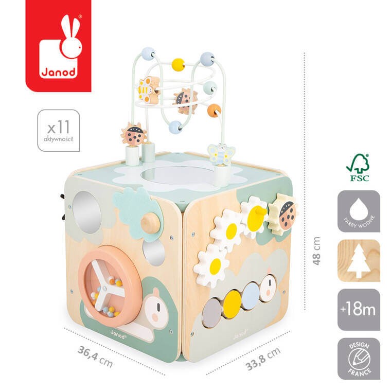 Wielofunkcyjna kostka edukacyjna z pętlą duża Sweet Cocoon / Janod