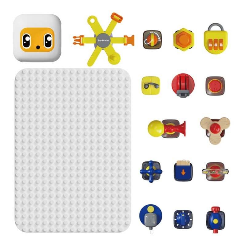 Tablica manipulacyjna z kostką i doczepianymi elementami, 12msc.+ / TOPBRIGHT