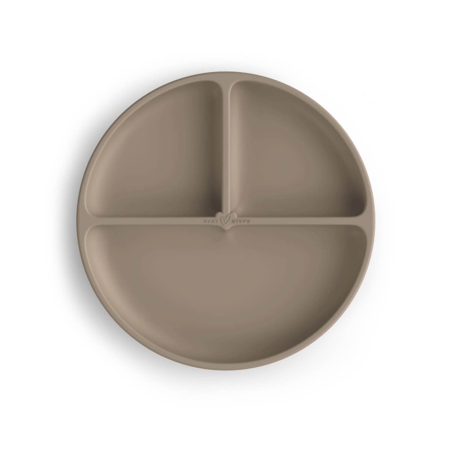 Trójdzielny talerz silikonowy z przyssawką - Natural / Babysteps