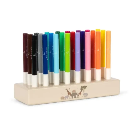 Markery w drewniany bloku, safari - 24 kolory / Konges slojd