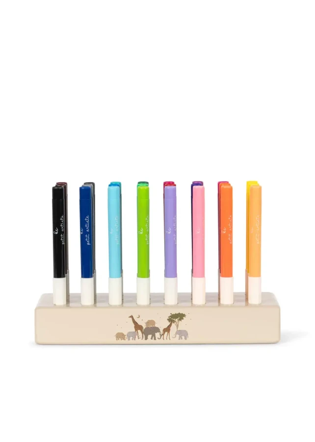 Markery w drewniany bloku, safari - 24 kolory / Mideer