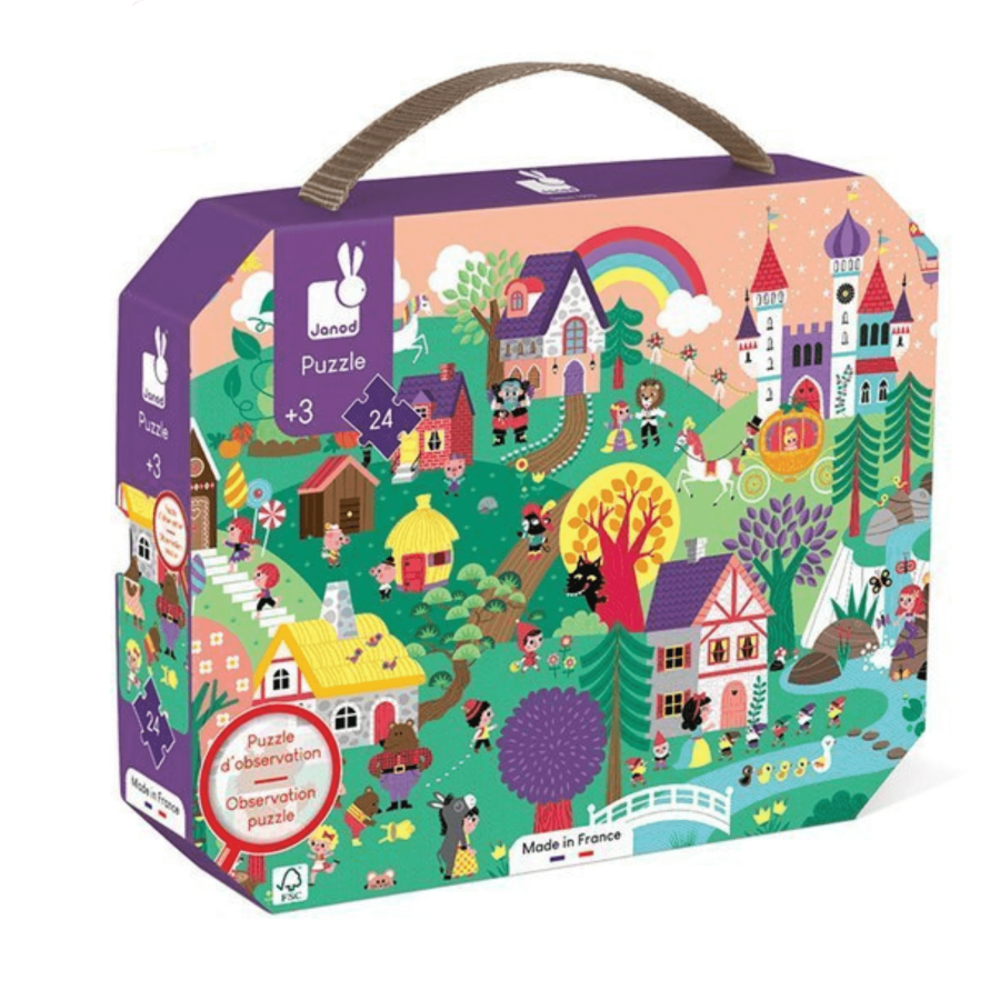 Puzzle obserwacyjne w walizce Baśnie 24 elementy 3+ / Janod J02646