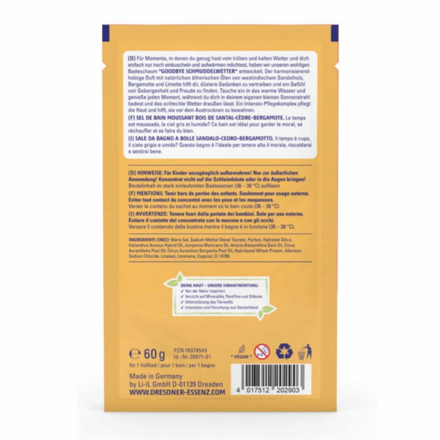 „POŻEGNAJ BRZYDKĄ POGODĘ" - pianka do kąpieli, 60g  / Dresdner Essenz