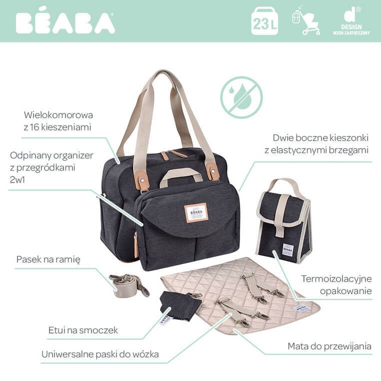 Torba dla mamy Geneva II Dark heather grey / Beaba