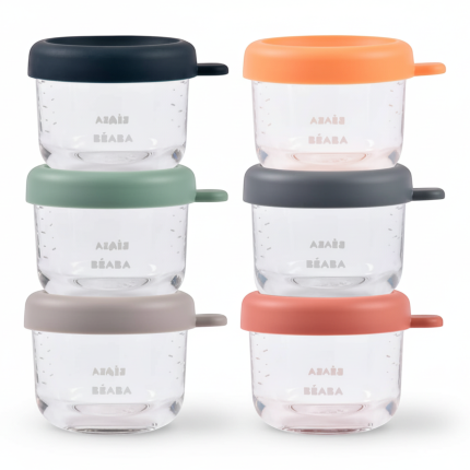 Zestaw pojemników słoiczków szklanych z zamknięciem 6 x 150 ml Sunrise color mix / Beaba