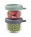 Zestaw pojemników słoiczków szklanych z zamknięciem 2 x 150 ml Mineral, Sage green / Beaba